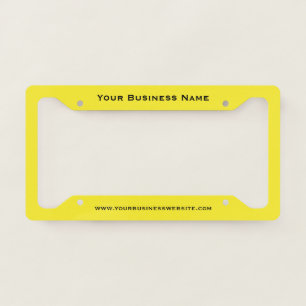 Neon Yellow and Black Business Website Marketing License Plate Frame