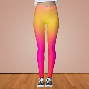 Vivid Pink & Yellow Vertical Striped Leggings | Zazzle