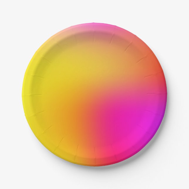 Neon Yellow and Pink Paper Plates (Front)