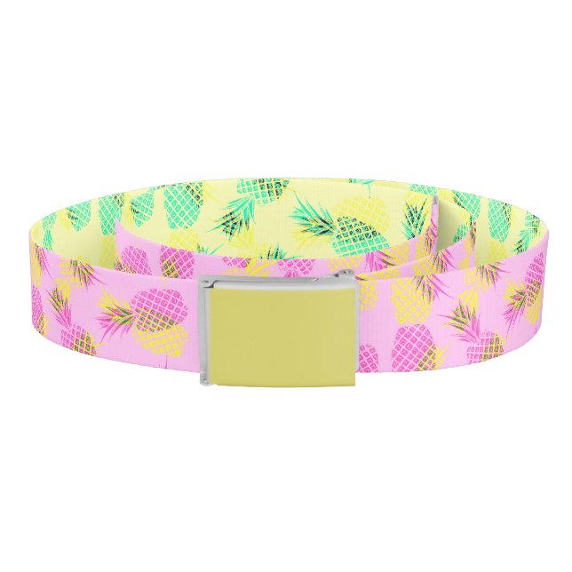 Neon Yellow and Pink Tropical Hawaiian Pineapples Belt (Coil)