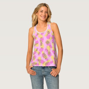 Neon Yellow And Pink Tropical Hawaiian Pineapples Tank Top by ChicPink at Zazzle