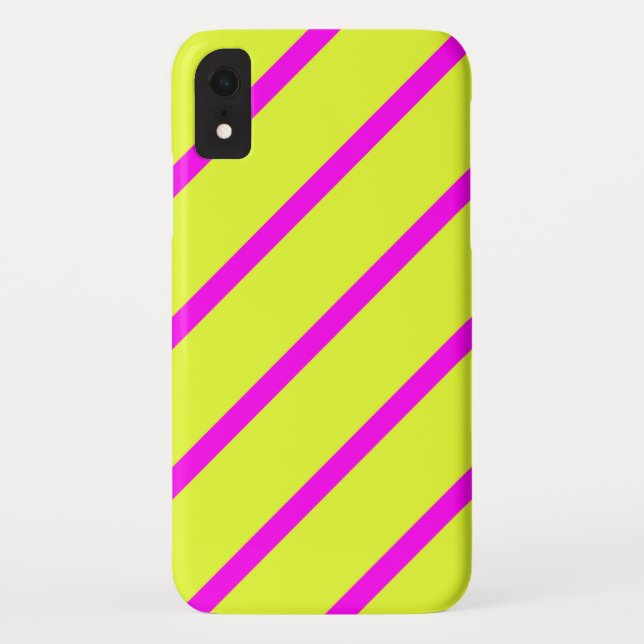 Neon yellow and vivid pink stripes Case-Mate iPhone case (Back)