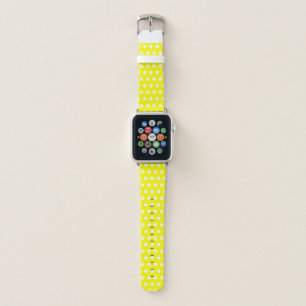 Neon yellow and White polka dots retro pattern Apple Watch Band