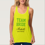 Neon yellow bachelorette tank tops for team bride<br><div class="desc">Personalized bachelorette flowy racerback tank tops for team bride. TeamBride tanktops for brides entourage. Cute neon yellow and black typography design for bride to be and bride's crew. Make your own cool clothing for wedding, bridal shower, bachelorette party, girls night out, girls weekend, ladies night, hen do, etc. Funny clothes...</div>