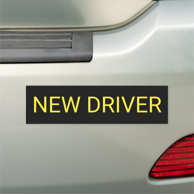 Neon Yellow & Black New Student Driver Car Magnet (In Situ)