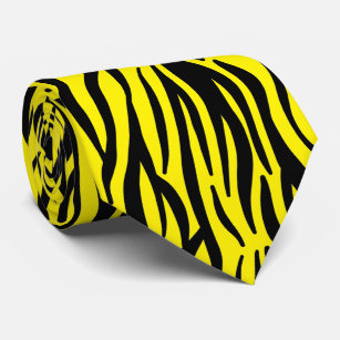 Neon Yellow Black Zebra Stripes Colorful Patterns Neck Tie
