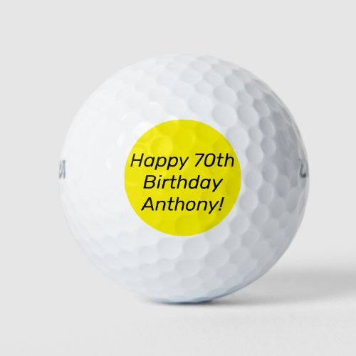 Neon Yellow Elegant 70th Birthday Color Dad Bright Golf Balls