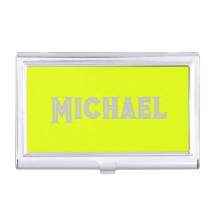 Neon Yellow Elegant Name Color Plain Bright Business Card Case