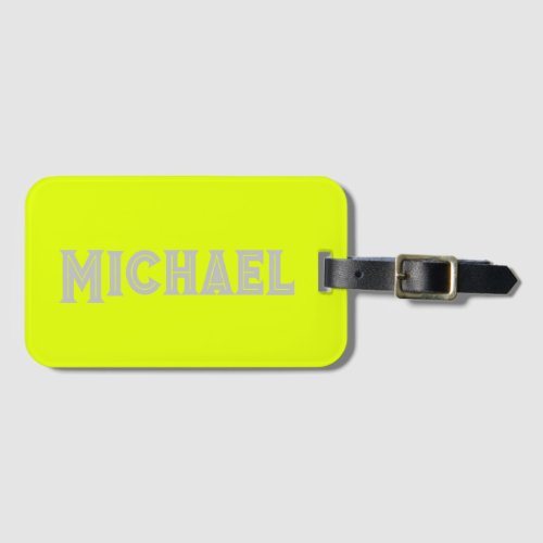 Neon Yellow Elegant Name Color Travel Bright Luggage Tag