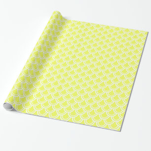 Neon Yellow Fish Scale Pattern Wrapping Paper