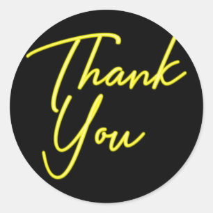 Neon Yellow Glow Thank You Classic Round Sticker