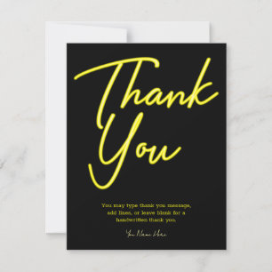 Neon Yellow Glow Thank You Invitation
