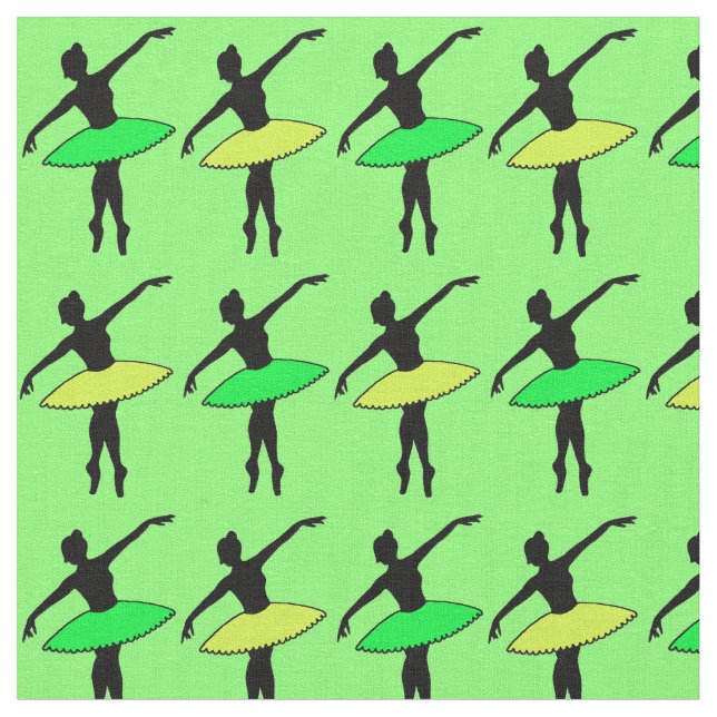Neon Yellow Green Ballerina Ballet Pointe Dancer Fabric (Close Up)
