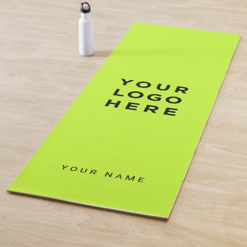Neon Yellow Green Business Logo Name Instagram Yoga Mat