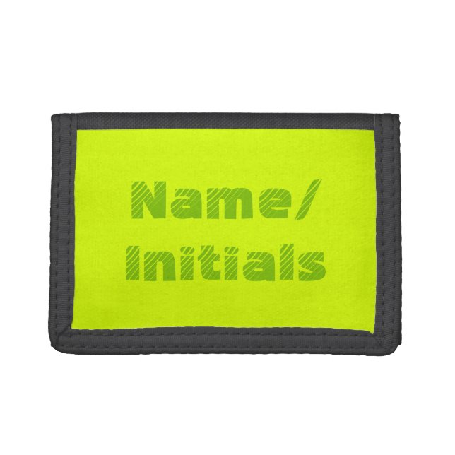 Neon Yellow Green Chartreuse Personalized Tri-fold Wallet (Front)