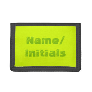 Neon Yellow Green Chartreuse Personalized Trifold Wallet
