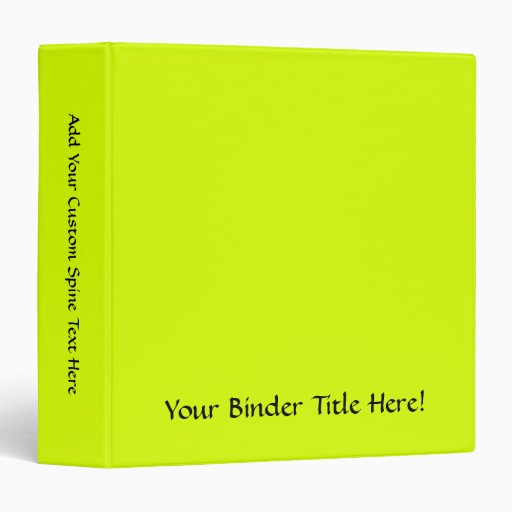 Neon Yellow, High Visibility 3 Ring Binder | Zazzle