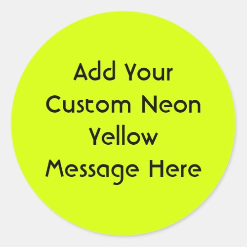 Neon Yellow High Visibility Classic Round Sticker