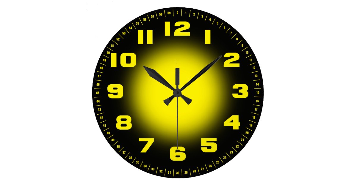 Neon Yellow Large Clock