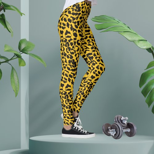 Neon yellow Leopard Animal Print Leggings