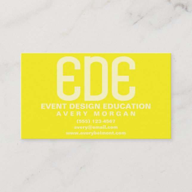 Neon Yellow Minimal Business Card (Front)