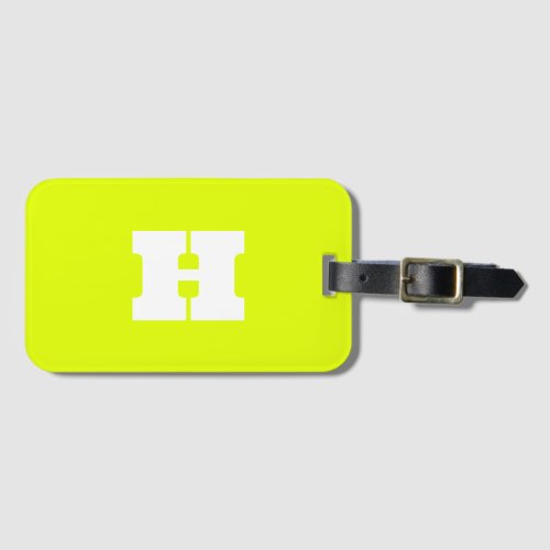 Neon Yellow Monogrammed Trendy Travel Bright Luggage Tag