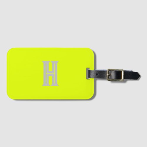Neon Yellow Monogrammed Trendy Travel Bright Luggage Tag