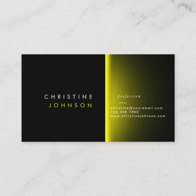 neon yellow on black Business Card (Front)