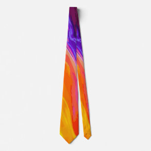 Neon Yellow Orange Blue Abstract Electric Modern Neck Tie