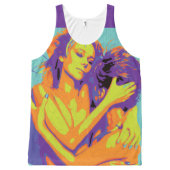 Neon Yellow Orange Purple Retro 1 Love GLBT Tshirt (Front)