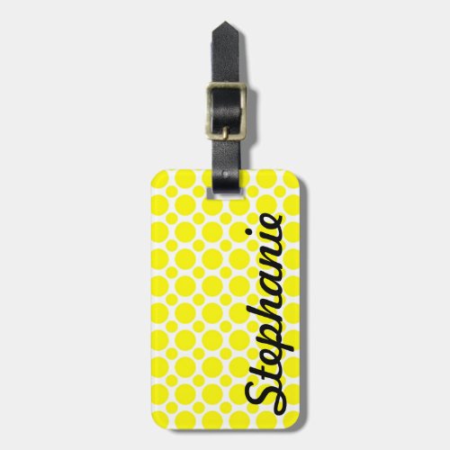 Neon Yellow Polka Dot Monogram Luggage Tag