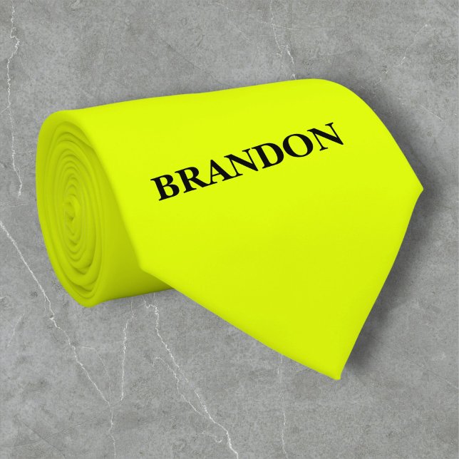 Neon Yellow Retro Monogram Fluorescent Bright Neck Tie (Creator Uploaded)