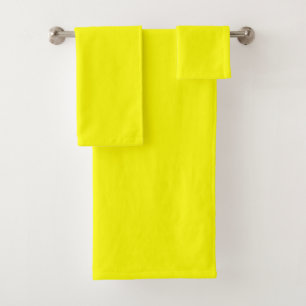 Neon Yellow Solid Color Bath Towel Set