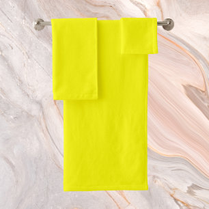 Neon Yellow Solid Color Bath Towel Set