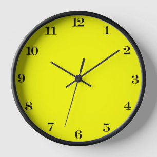 Neon Yellow Solid Color Clock