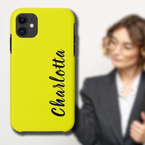 Neon Yellow Solid Color  Custom Personalize iPhone 11 Case