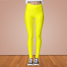 Neon Yellow Solid Color  Leggings