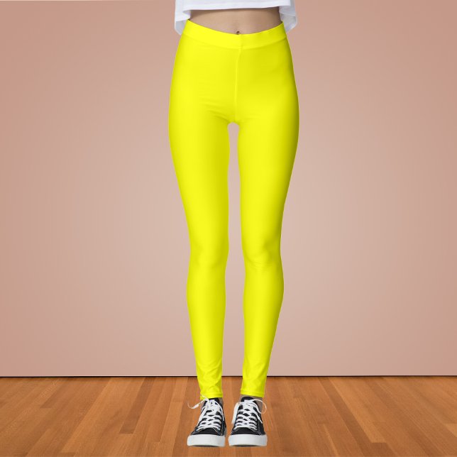 Neon Yellow Solid Color Leggings (Creator Uploaded)