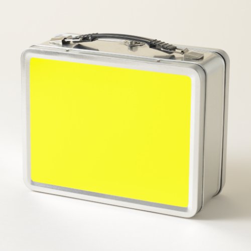 Neon Yellow Solid Color Metal Lunch Box