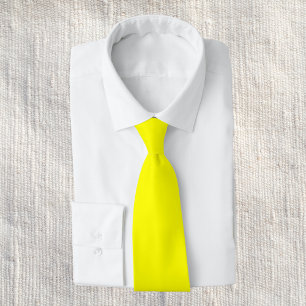 Neon Yellow Solid Color Neck Tie