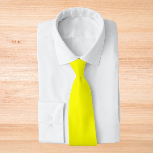 Neon Yellow Solid Color Neck Tie