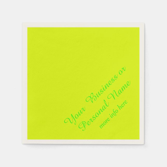 neon  yellow solid color paper napkins (Front)