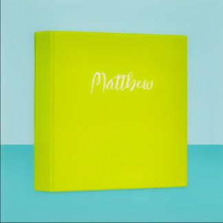 neon yellow solid color -personalized 3 ring binder