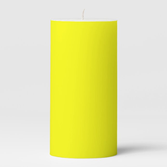 Neon Yellow Solid Color Pillar Candle (Front)