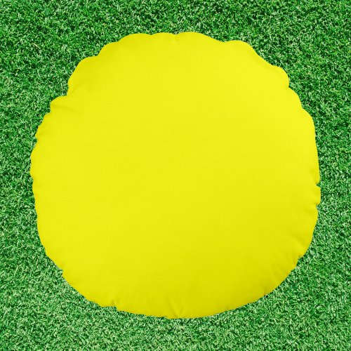 Neon Yellow Solid Color Round Pillow
