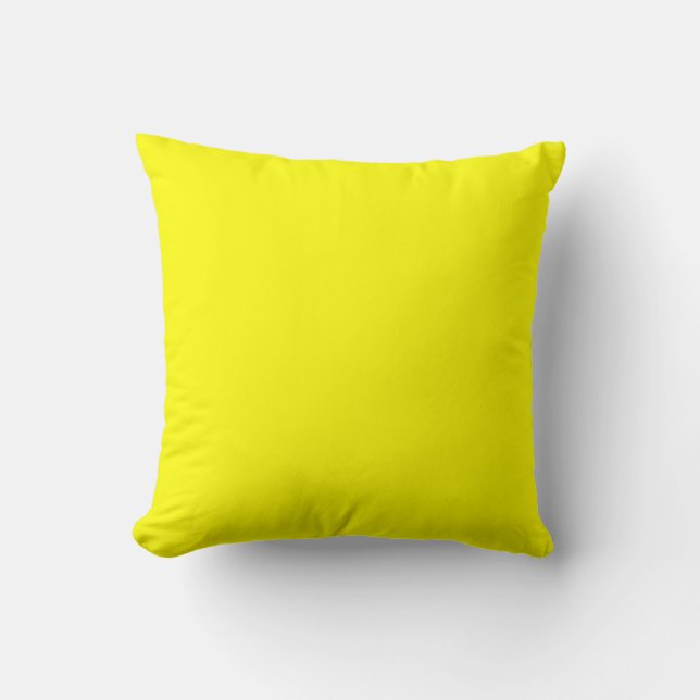 Neon Yellow Solid Color Throw Pillow (Front)