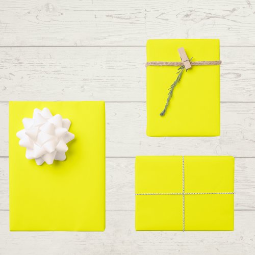 Neon Yellow Solid Color Wrapping Paper Sheets