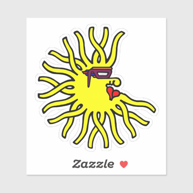 Neon yellow sun creature with glasses sticker (Sheet)