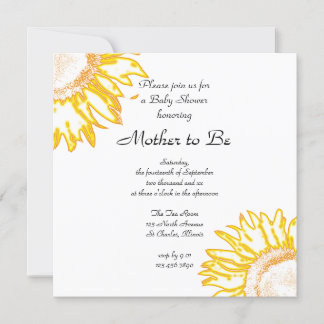 Neon Yellow Sunflower Baby Shower Invitation