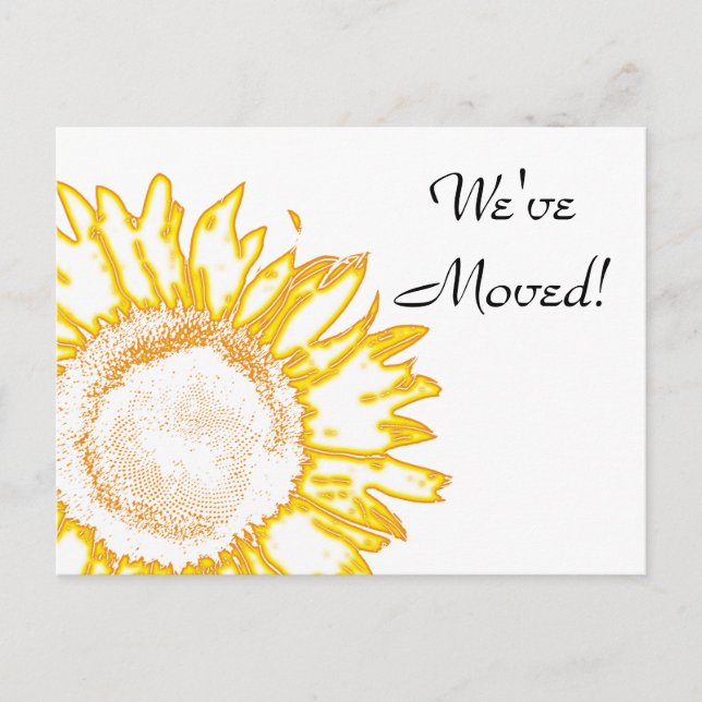 Neon Yellow Sunflower Change of Address Announcement Postcard (Front)